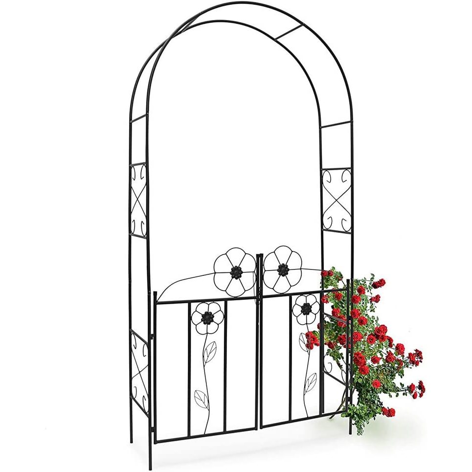 TEMU BAKAJI da Giardino per Piante Rampicanti con Battente in Metallo 116 x 36,5 x 228H cm , Decorazione per esterno in Ferro con ornamenti Altezza
