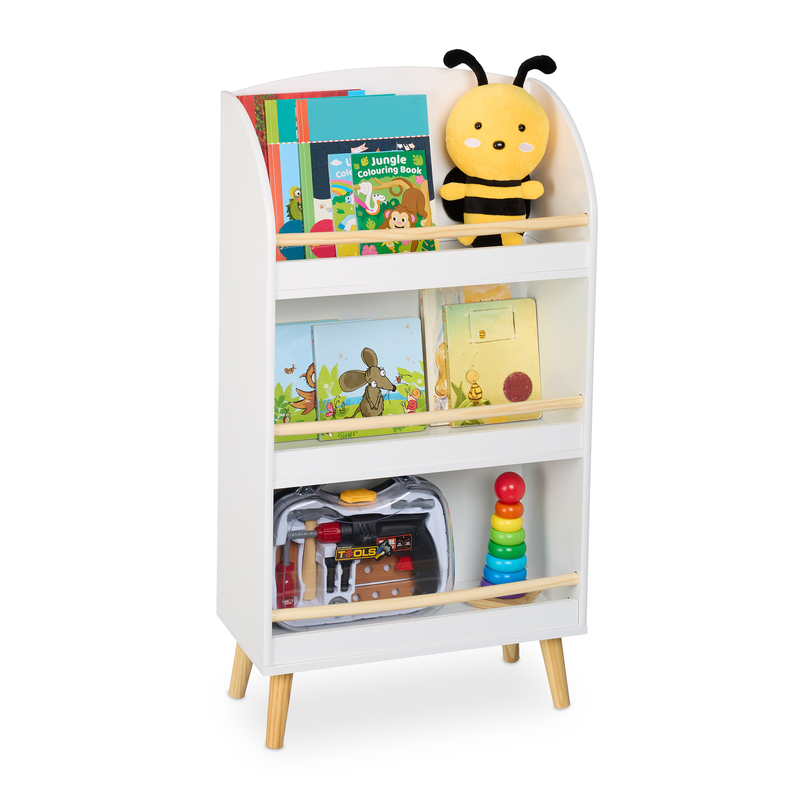 Children's Bookshelf In White/natural - (w)50 X (h)95.5 X (d)24 Cm