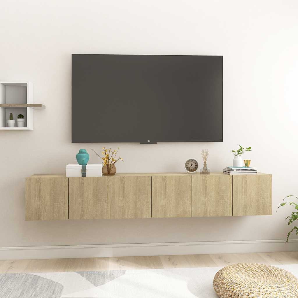 Vidaxl 3x Tv Wall Cabinet Lowboard Cabinet Tv Cabinet Tv Table Sideboard Wall Cabinet Hifi Tv Furniture Table Board Oak 60x30x30cm