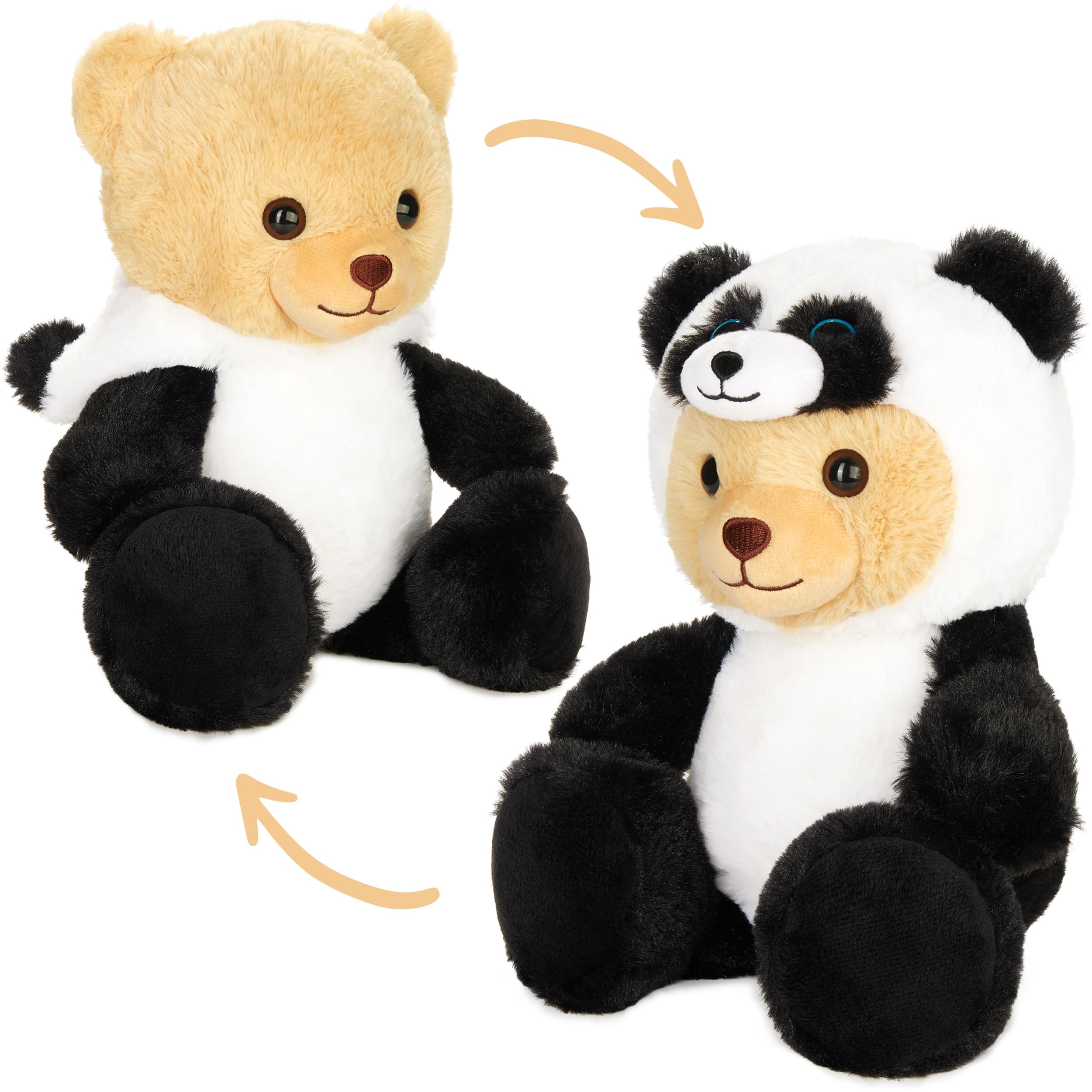 Image of Teddy Panda - 25 Cm Teddy Bear In Panda Costume With Hood - Panda Bear Plush Toy For Cuddly - Gift For Kids