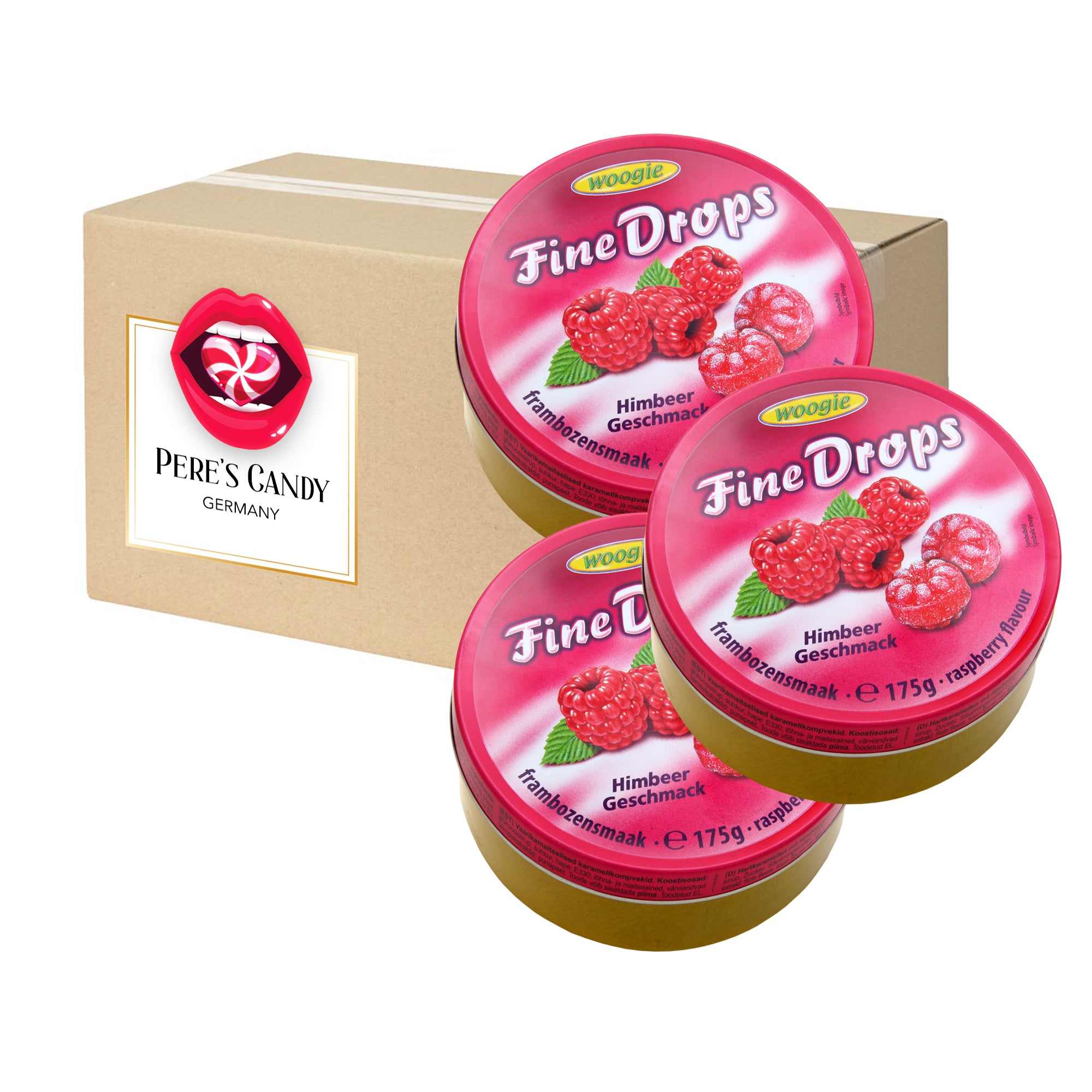 Fine Drops - Raspberry Flavored Candies 3x175g