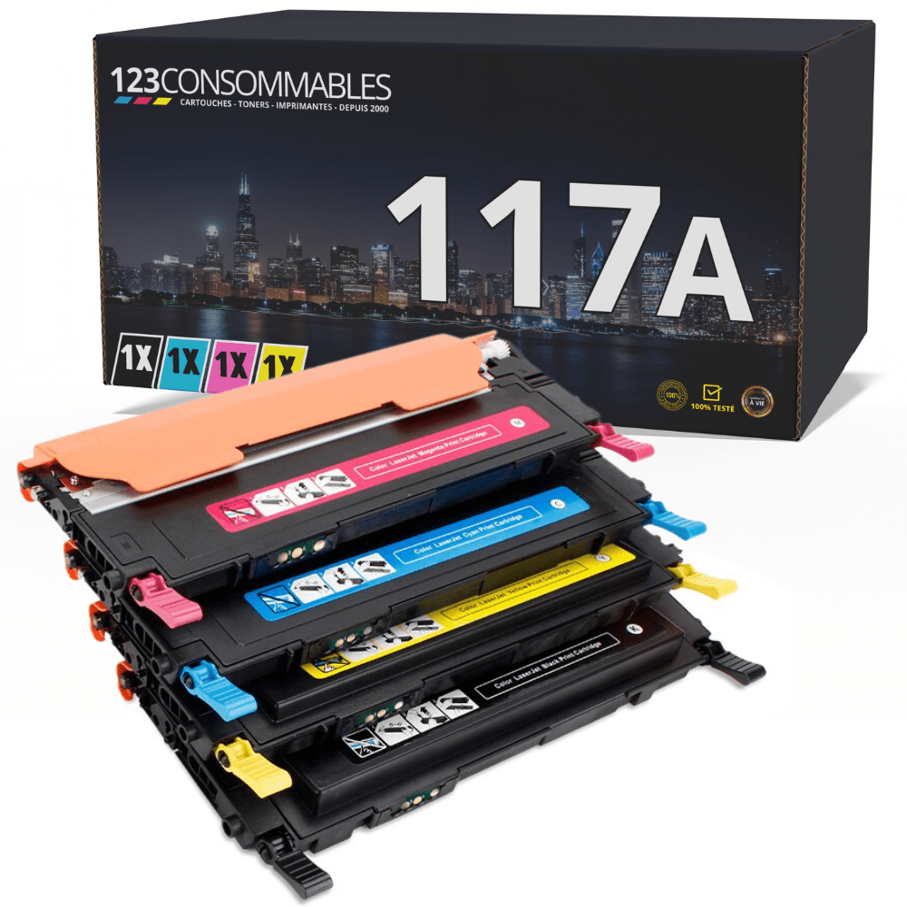 TEMU 123CONSOMMABLES - 117A - Toner compatible avec HP 117A W2070A 178nw 179fnw 150a 150nw 178nwg 179fwg 178 179 150 W2071A W2072A W2073A (Noir Jaune