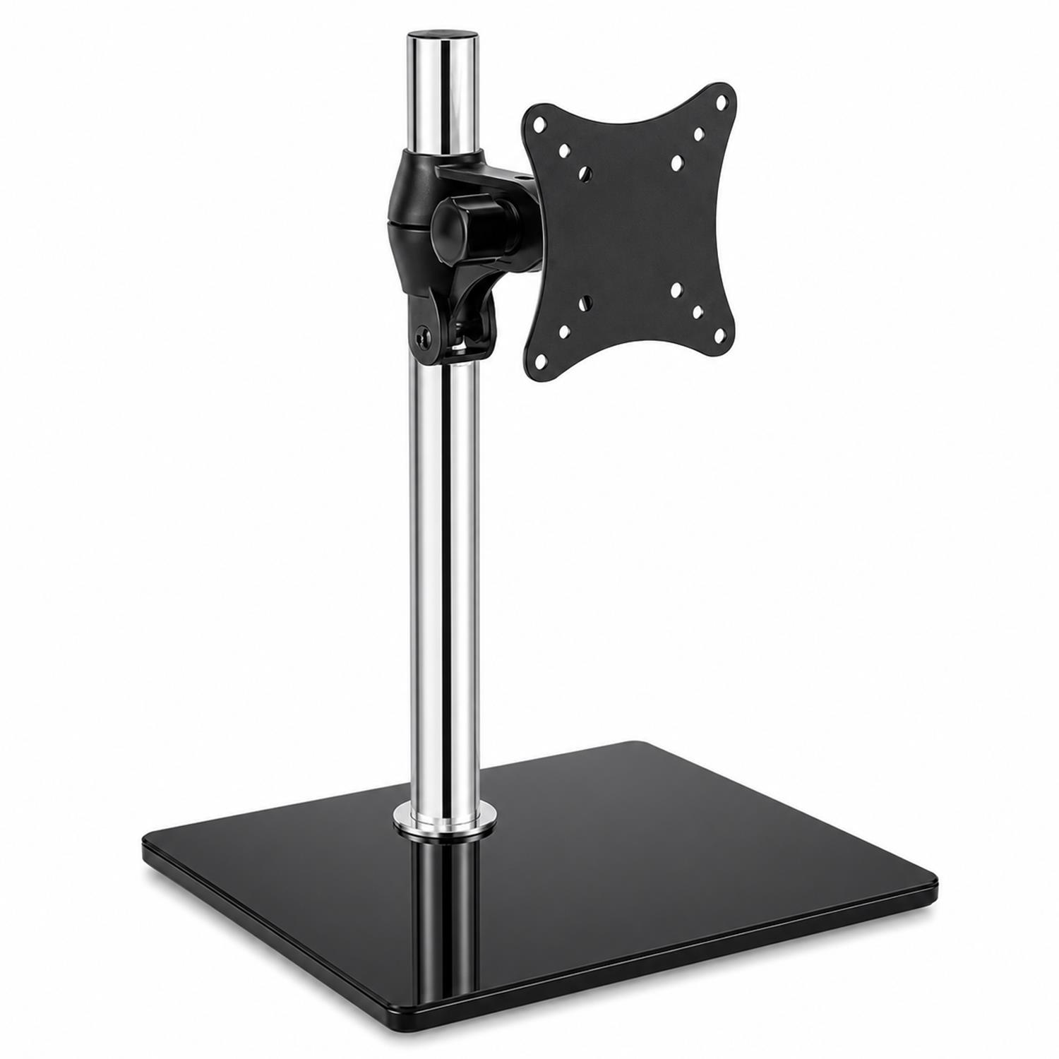 TEMU Home Use Monitor Stand Featuring Adjustable - Space Saving - 20 Kg - Black - Silver - Glass - Home Applications