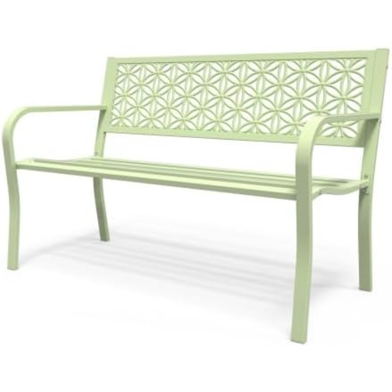TEMU Bonnlo Banc de Jardin en Métal 127 cm, Design Floral, Banc Extérieur 2-3 Places, aux Intempéries, Charge 250 kg -