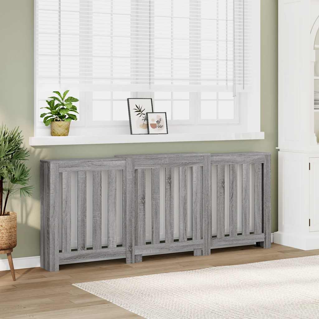 Image of Vidaxl Heater Cover, Modern Lattice Design Heating Cover, Heater Cover For Living Room, Heating Cover, Grey 205x21.5x83.5cm Wood Material