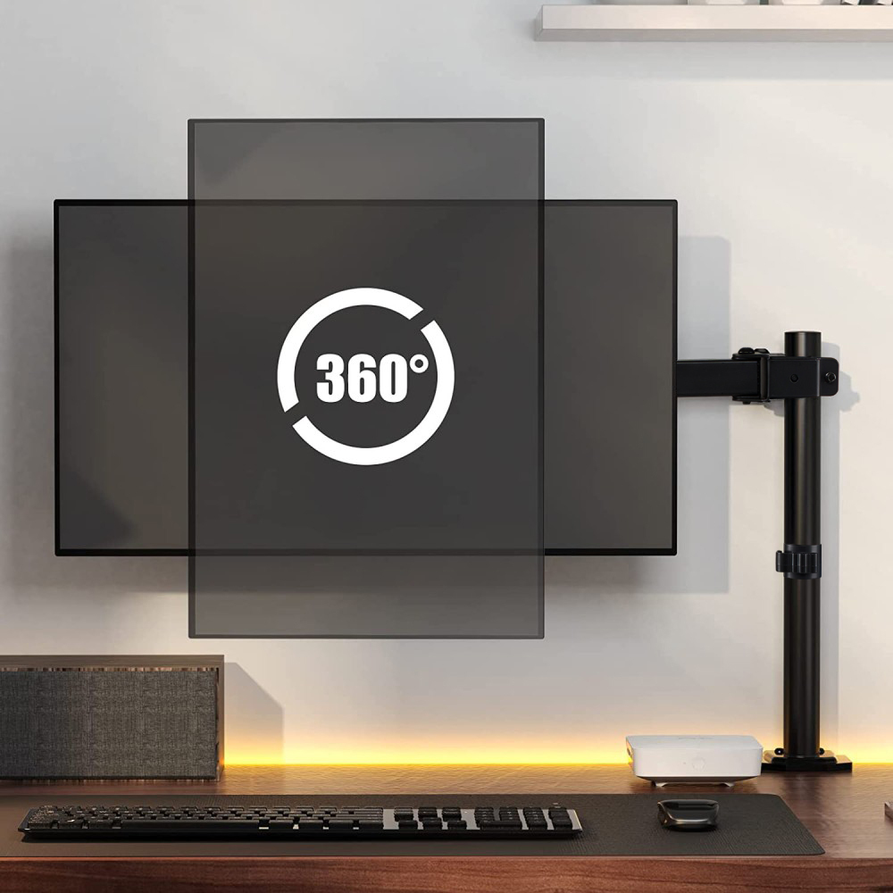 TEMU 1pc Ergonomic Monitor Stand, Height & Tilt Adjustable Carbon Steel Arm Mount For 14-28 Inch Screens, Adjustable Height Tilt Swivel Rotation With