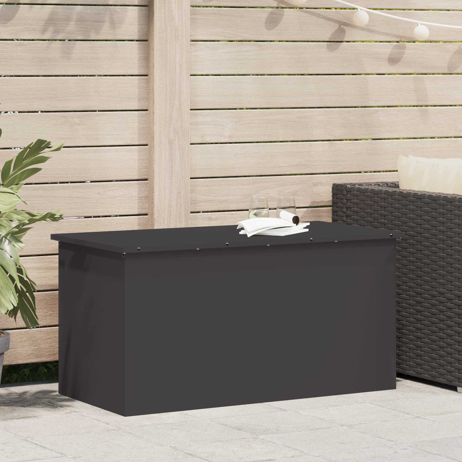 Image of Garden Storage Cushion Box, Galvanized Steel, 100 X 50.5 X 50 Cm, 220 L, Garden And Patio Box, Rectangular, Weatherproof, Durable Outdoor Organizer