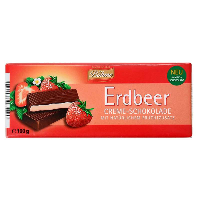 Image of Böhme Strawberry Cream Chocolate 100g | Chocolate With Strawberry Filling | Sweet Bar Chocolate | Chocolate Snack For Everyday, Breaks, And Enjoyment