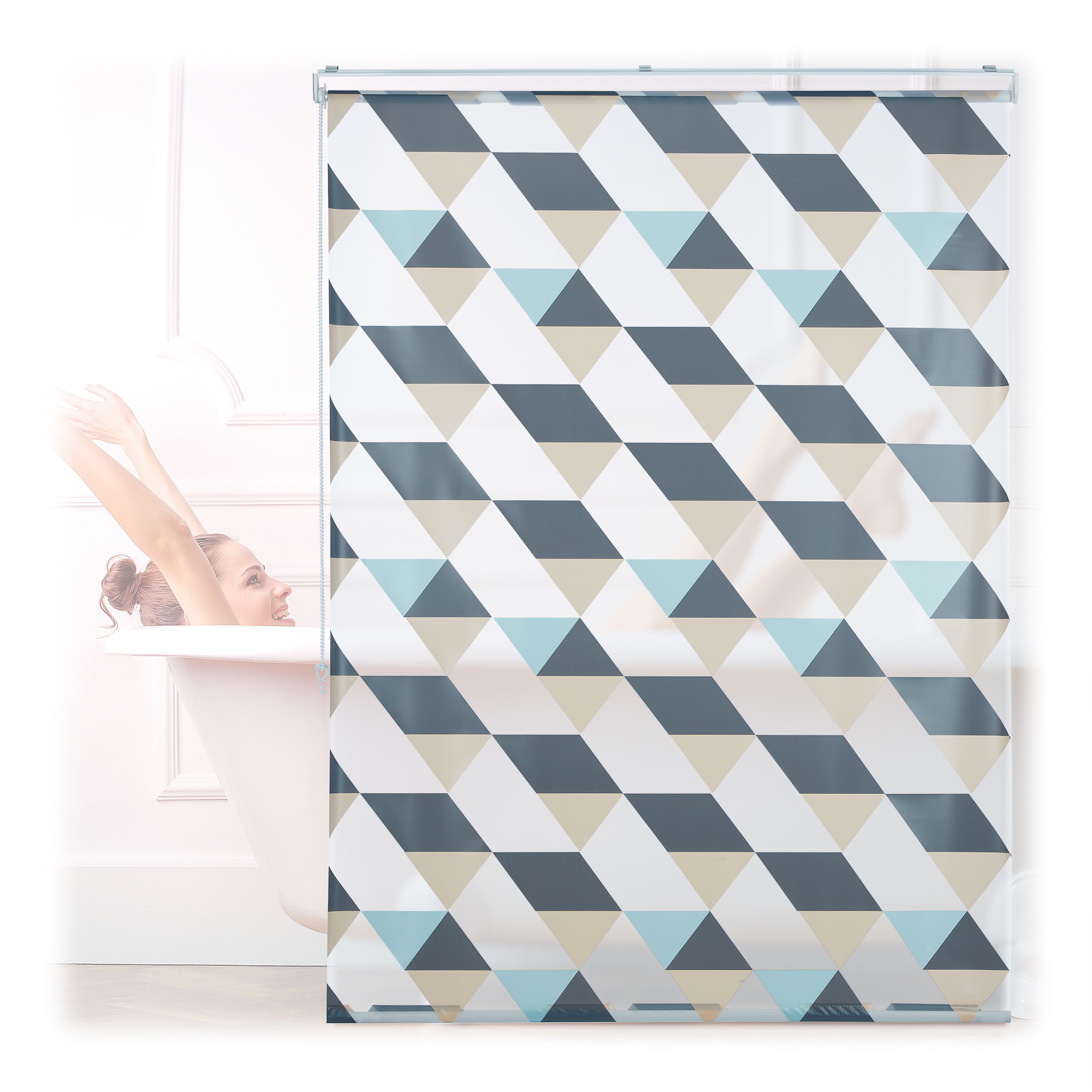 Shower Curtain Triangle In Colorful - (w)120 X (h)240 Cm