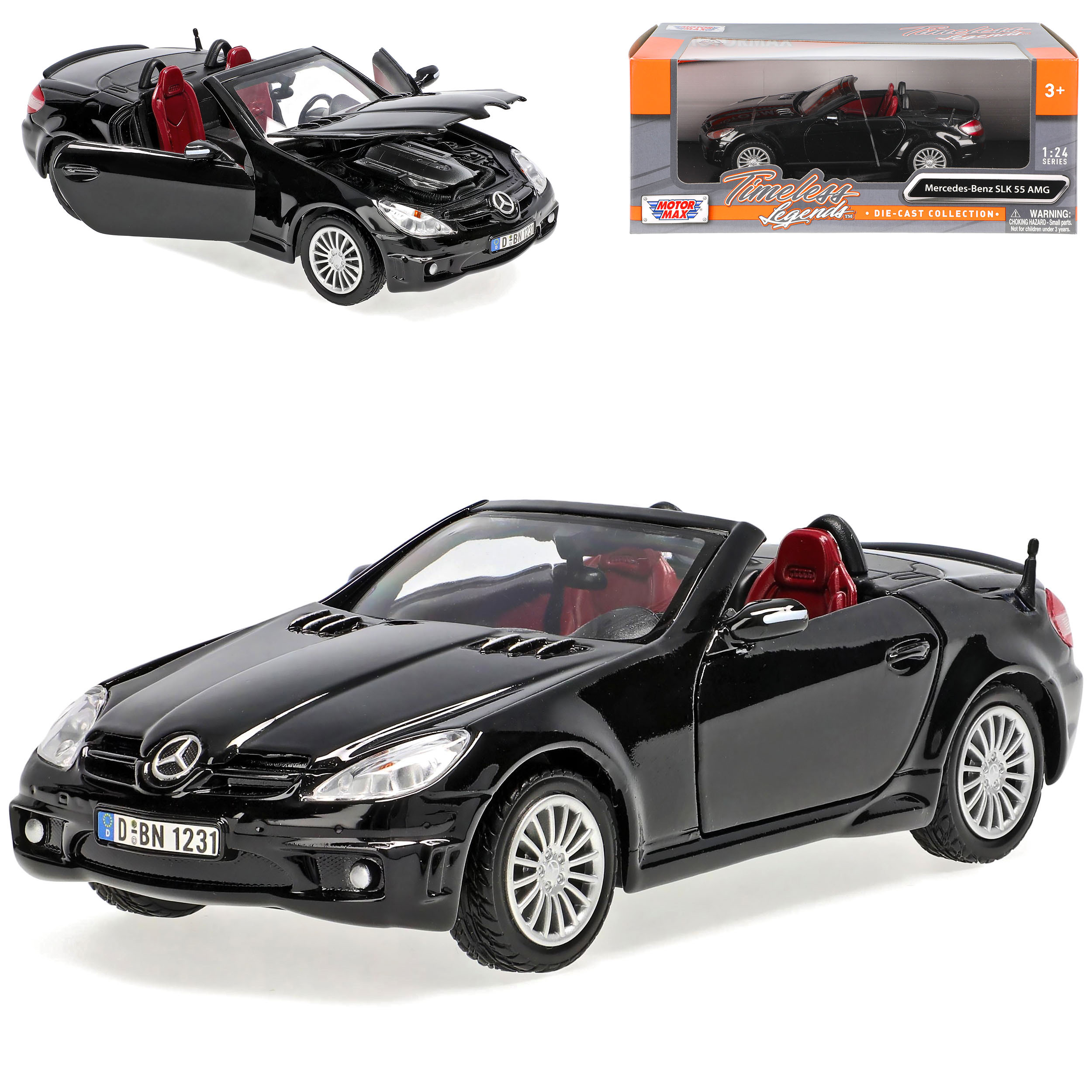 Mercedes-benz Slk R171 2004-2011 55 Amg Black Convertible 1/24 Model Car Model
