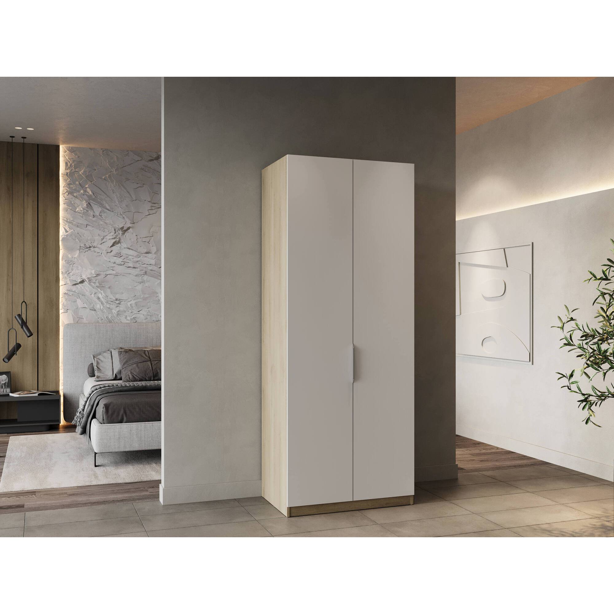 Dmora Guardaroba Grande Cecile | Mobile Cabina Armadio 49x47 H200 Cm In Quercia Con Anta E Barra