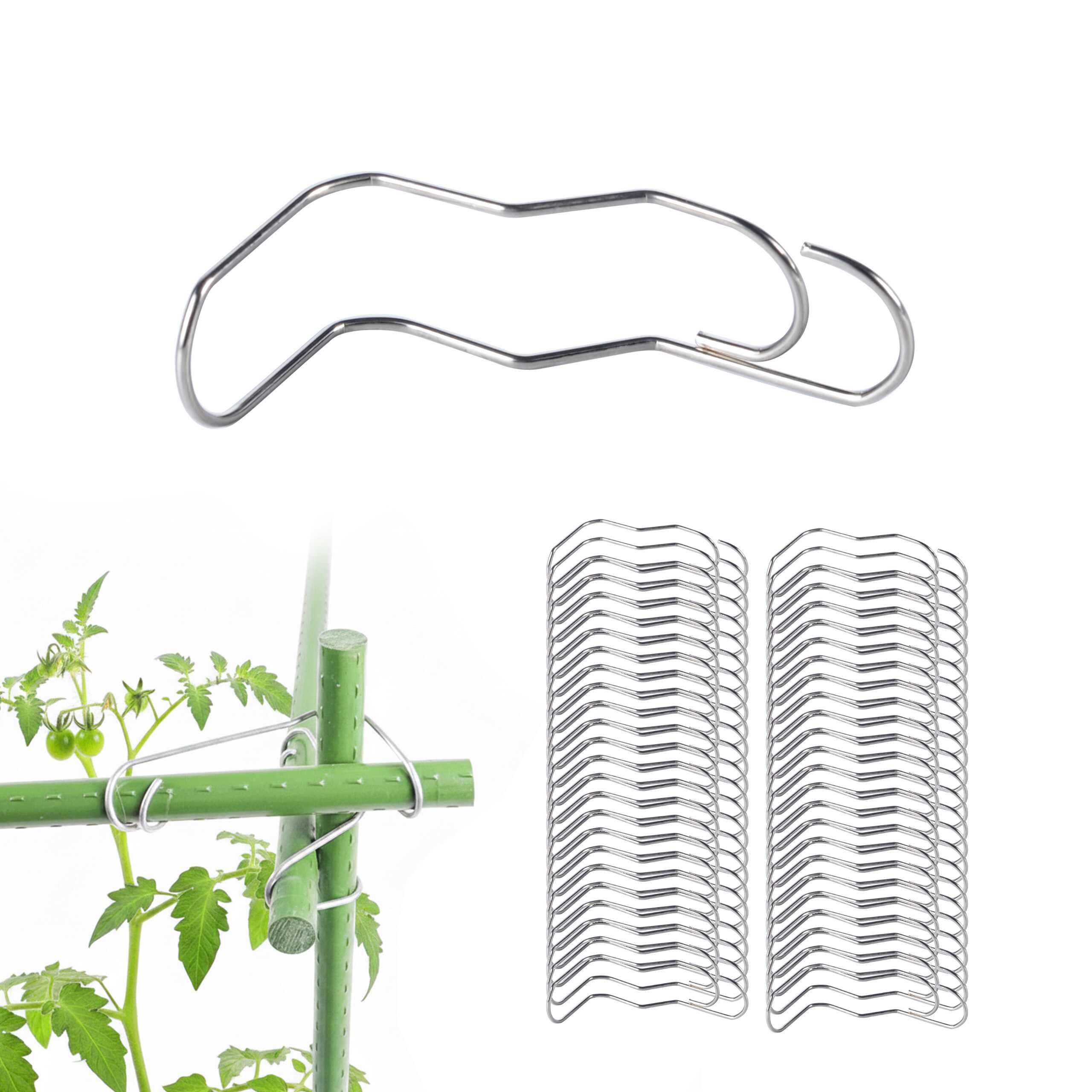100 X Bamboo Clips In Silvery - Ø 12 Mm