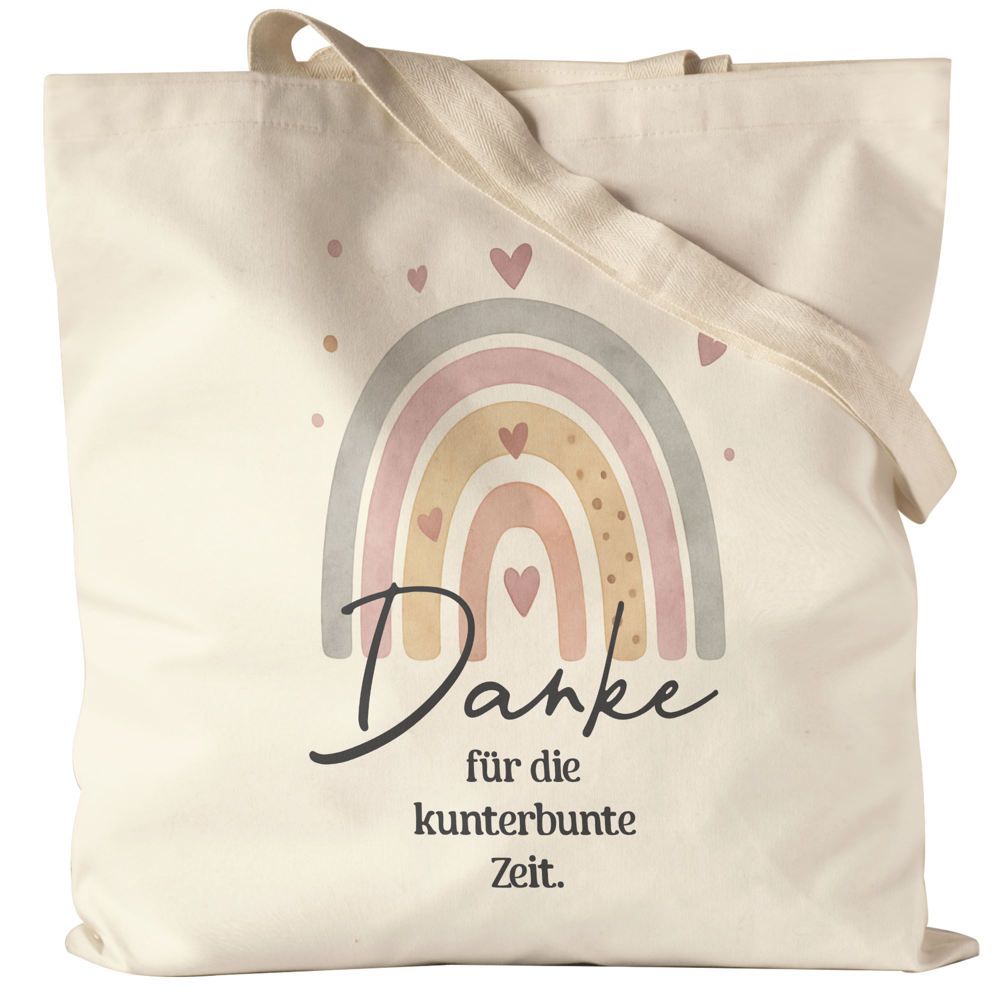 Image of Thanks For The Colorful Time Farewell Gift Thanks Teacher Rainbow Heart - Jute Bag, Tote Bag