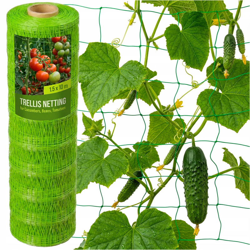 E-shop Kletterpflanzen-Spaliernetz 1,5×10 m, Stütze für den von Gurken, Bohnen und Kletterblumen, strapazierfähiges Kunststoffnetz mit 14,5 × 15 cm