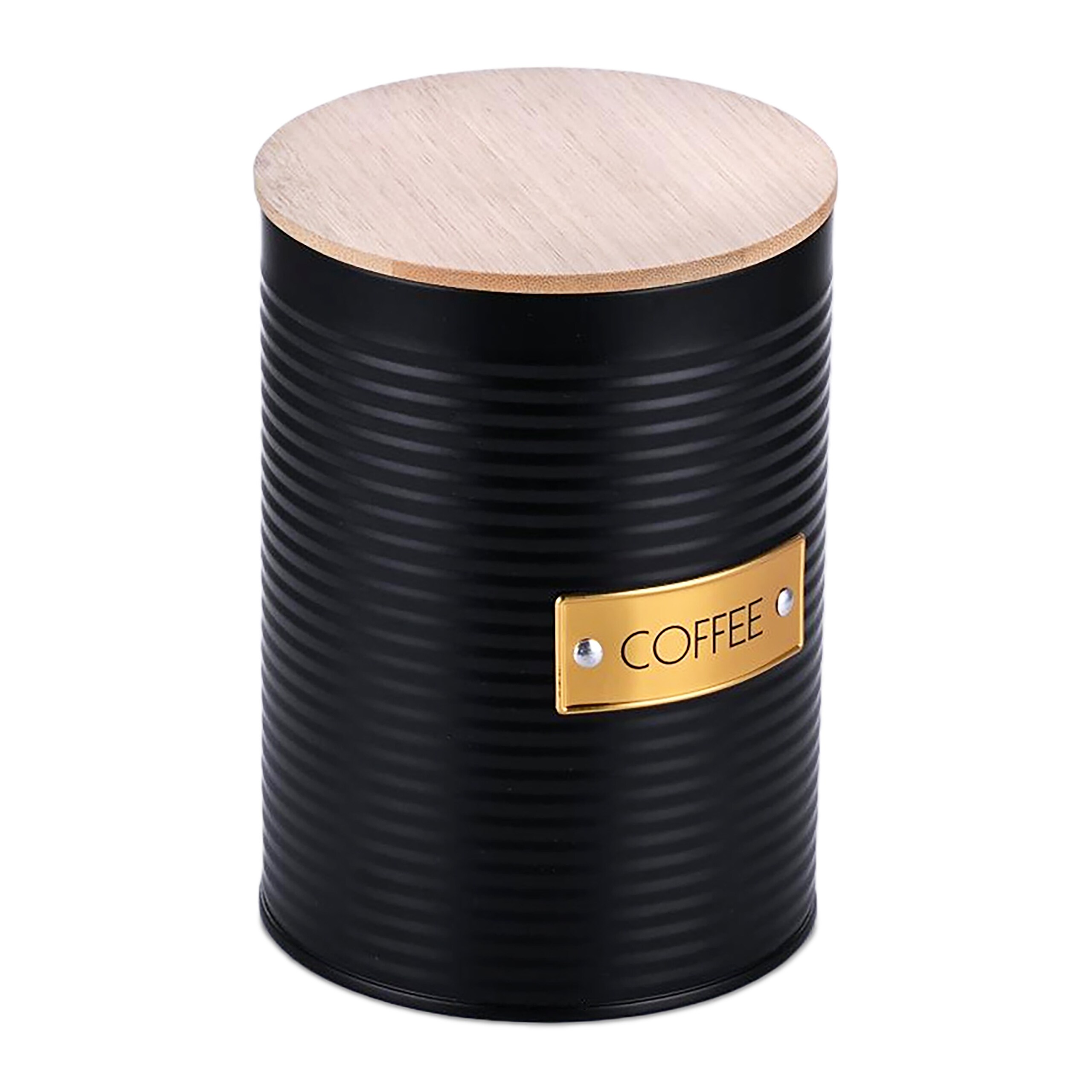 Coffee Canister In Black/ Natural - (h)16 X Ø 11 Cm