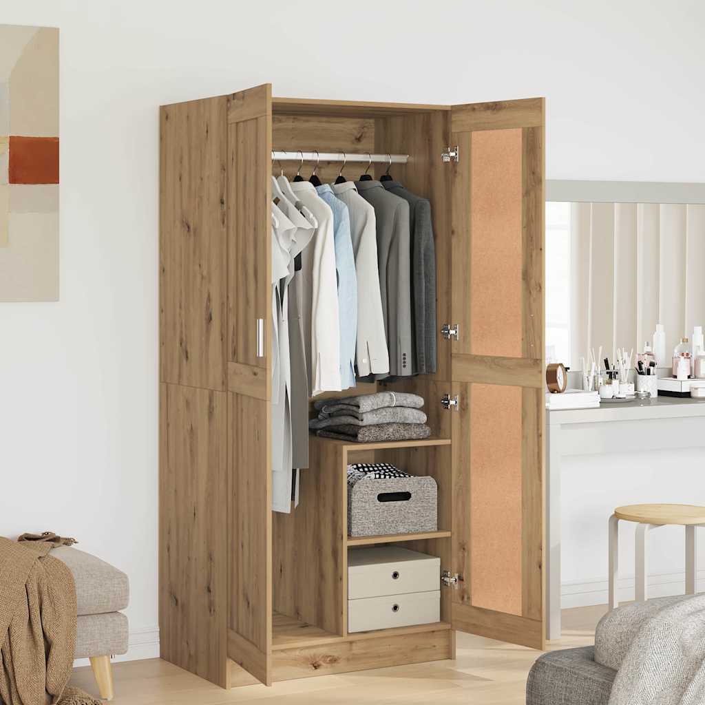 vidaXL Kledingkast artisian oak 82.5 x 51.5 x 180 cm Bewerkt hout, Slaapkameropslag, Rectangulaire Rustieke , Handige Organizer voor Kleding en Accessoires