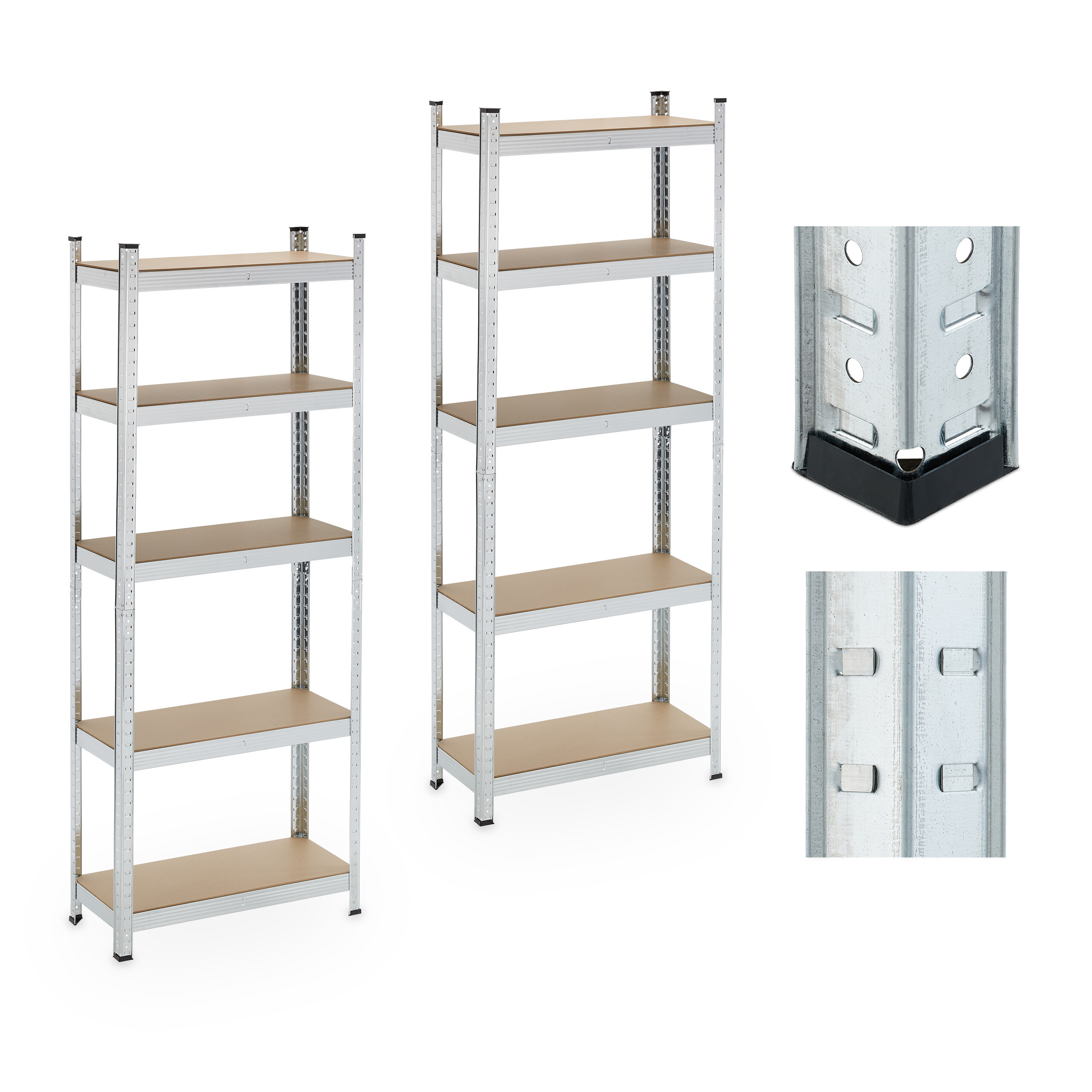2 X Heavy-duty Shelving Unit In Silver - (w)70 X (h)180 X (d)30 Cm