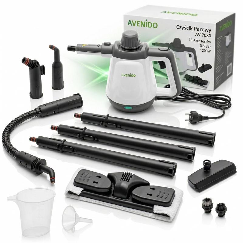 Image of Multifunctional Steam Cleaner, Pressure Washer, Watts, Set Of Nozzles, Temperature Of And Degrees, Pressure Of 3 And A Half Bar, Black And White, .