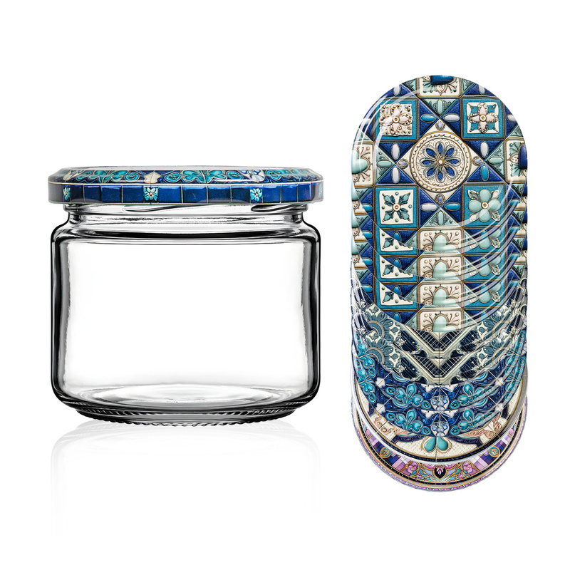 24pcs. Jars For , Jam, Confitures, Honey, Mushrooms 330 Ml - A Set Of Glass Jars With Lids In Patterns From