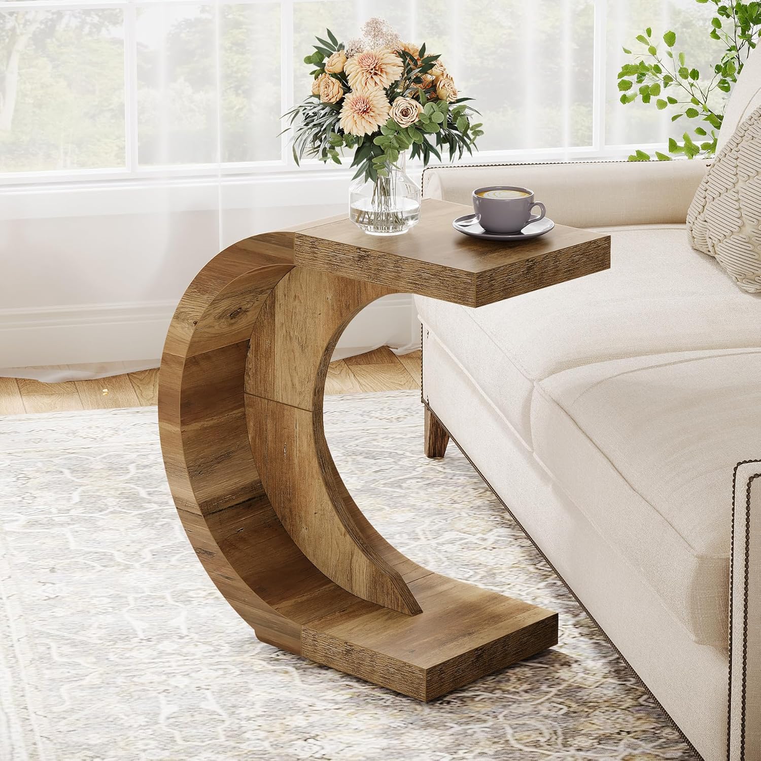 Vintage End Table, Coffee Table, Snack Table, Side Table For Couch Sofa, Modern Narrow Bedside Table For Living Room, Bedroom, Small Space, Rustic Brown