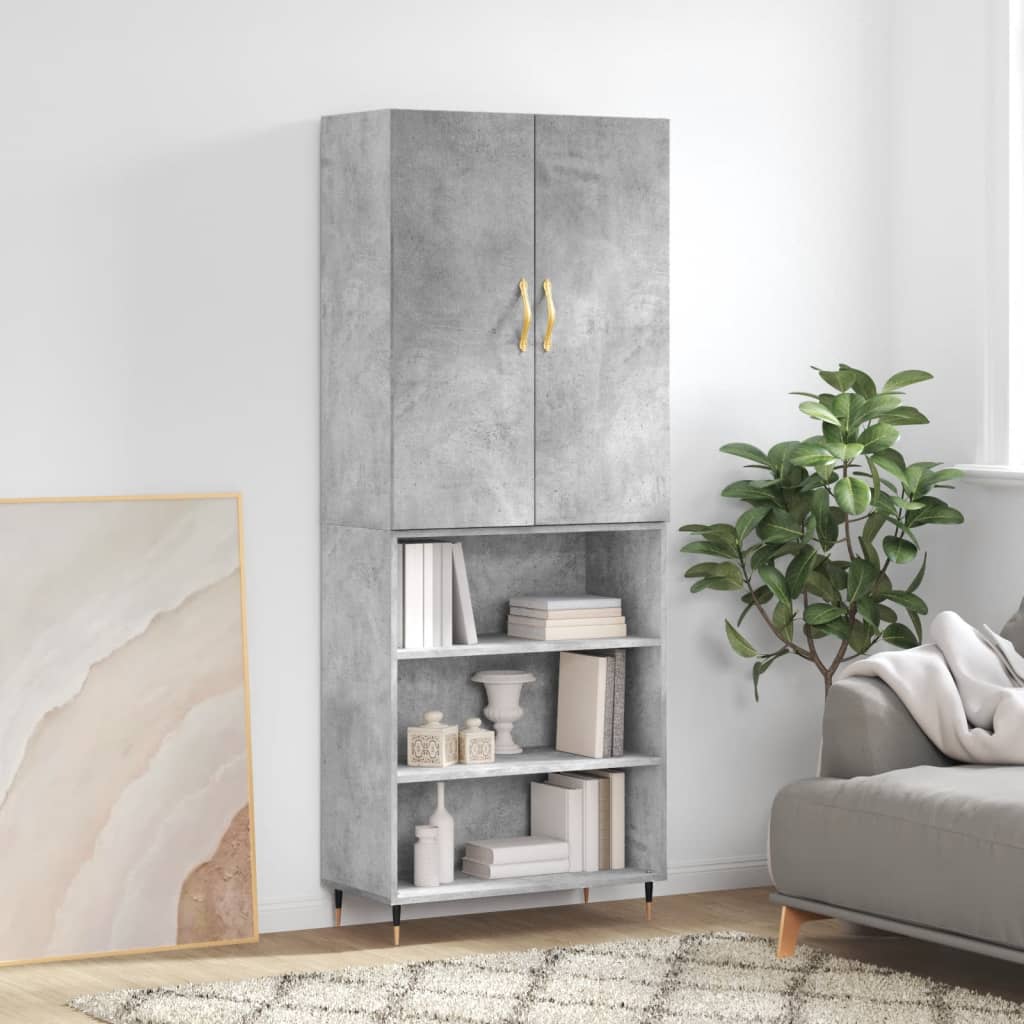 Image of Vidaxl , Sideboard With Of Storage Space, Cabinet For Living Room, Bookshelf With Extension, Metal Legs, Modern, Concrete Material