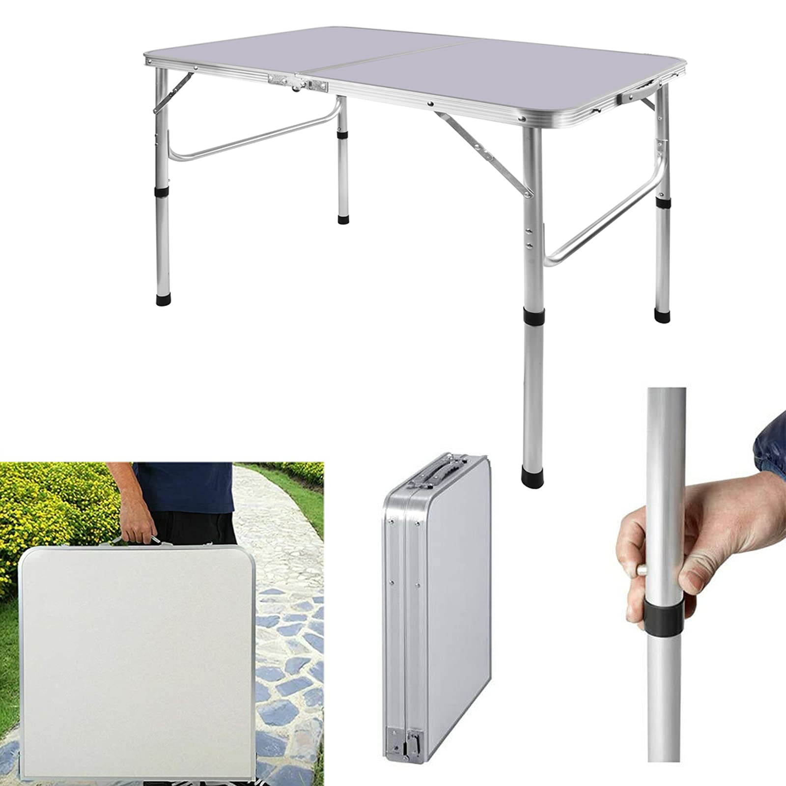 Image of Folding Table, Portable Camping Table, Sturdy, Collapsible, With Carry Handle For Grilling, Picnic, Party, Foldable Picnic Table, For Indoor And Outdoor Use, Garden, 2