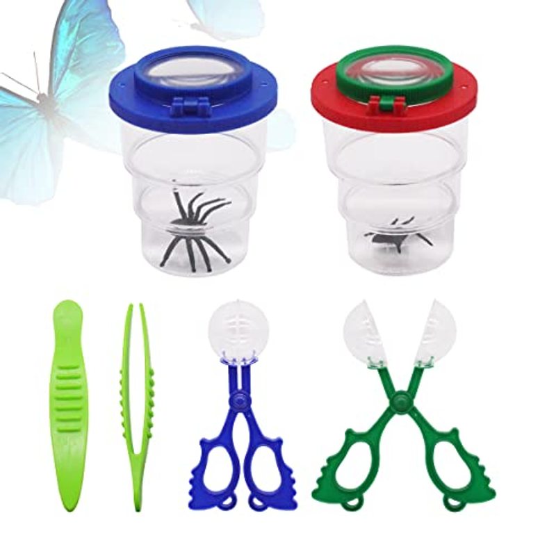 E-shop 6 Stück Becherlupe Set, Insektenbeobachter, Becherlupen Lupenglas für Kinder,Insektenfang Set, Becherlupe Lupendose, für Kinder Wissenschaft