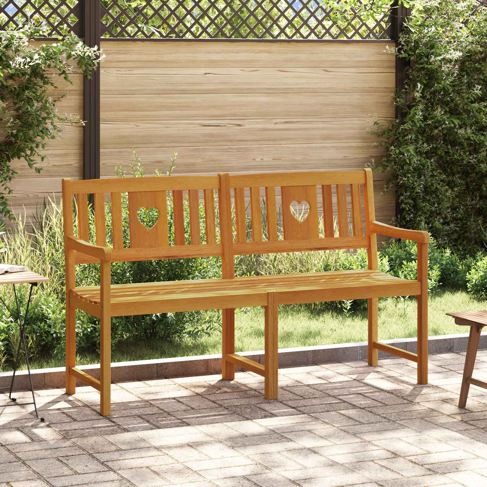 Image of Vidaxl Bank Outdoor Nature 150 X 55.5 X 90 Cm Solid Acacia Wood, Rustic Garden Bench, Acacia, Cozy Wooden Seat For Your Terrace