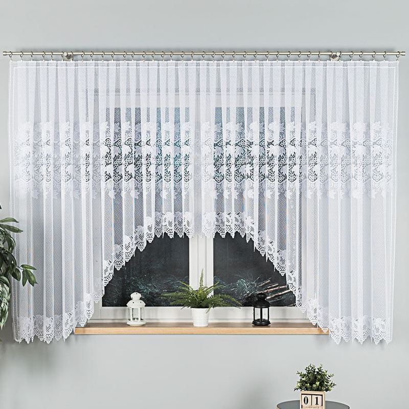 Elżbieta - Jacquard Curtain With Hem At - 600x160 Cm - White