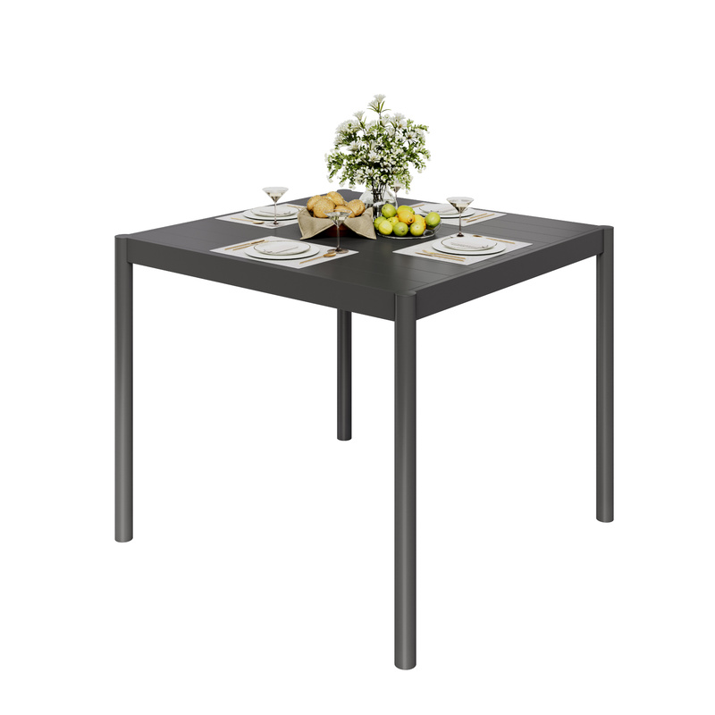 Image of Opulenthome Garden Dining Table For 4/6 Person, Aluminum Patio Outdoor Table Rustproof , 350lbs Heavy Duty Outdoor Furniture , Black