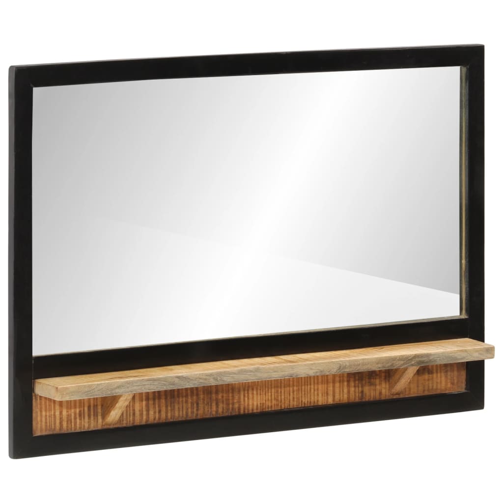 Vidaxl Mirror, Wall-mounted Bathroom Mirror, Cosmetic Mirror With Shelf, Wall Mirror Bathroom Mirror, Solid Mango