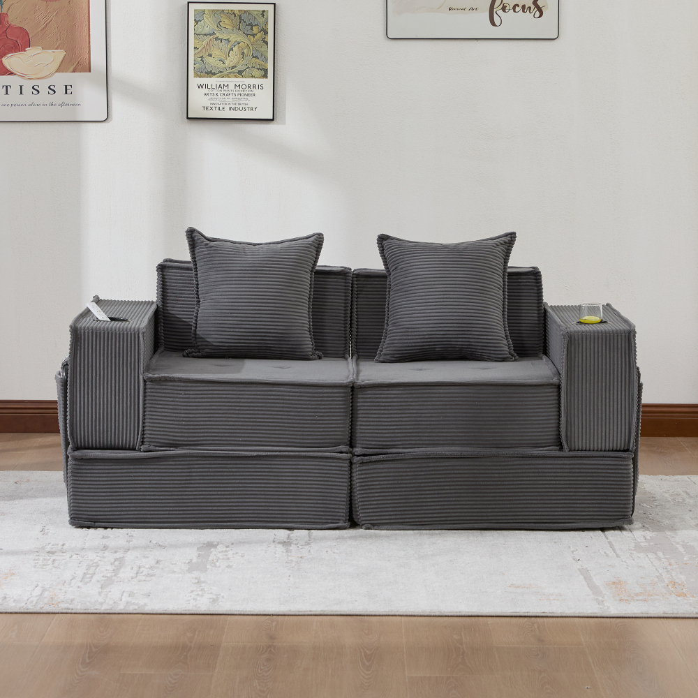 Image of 162×78×66 Cm - 150 Kg Load Capacity, Low-profile - Breathable Fabric, Pet-friendly - With Storage Spaces - As Couch, Lounge Chair, Group Seating - For Living Room, Playroom, Winter Garden