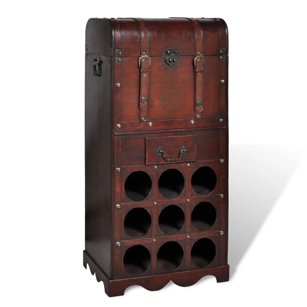 Vidaxl Wooden Bottle Rack 9 Bottles Trunk Wine Rack Wine Stand Wine Cabinet