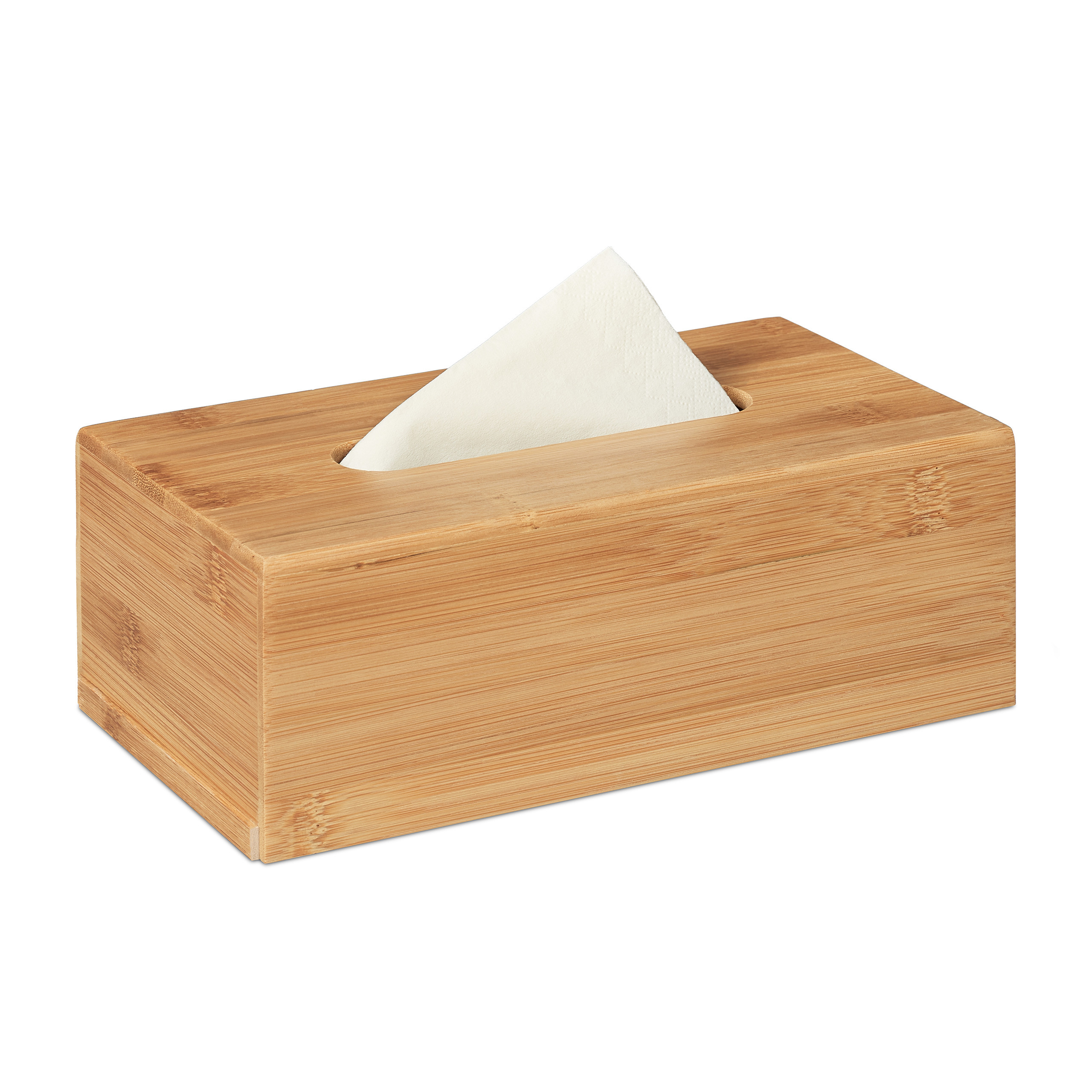 TEMU Kosmetiktuchbox Bambus, 8.5 x 24.5 x 13.5 cm, naturfarben, nachfüllbar mit abnehmbarem Boden, große Öffnung, für Bad, Büro und Wohnzimmer,