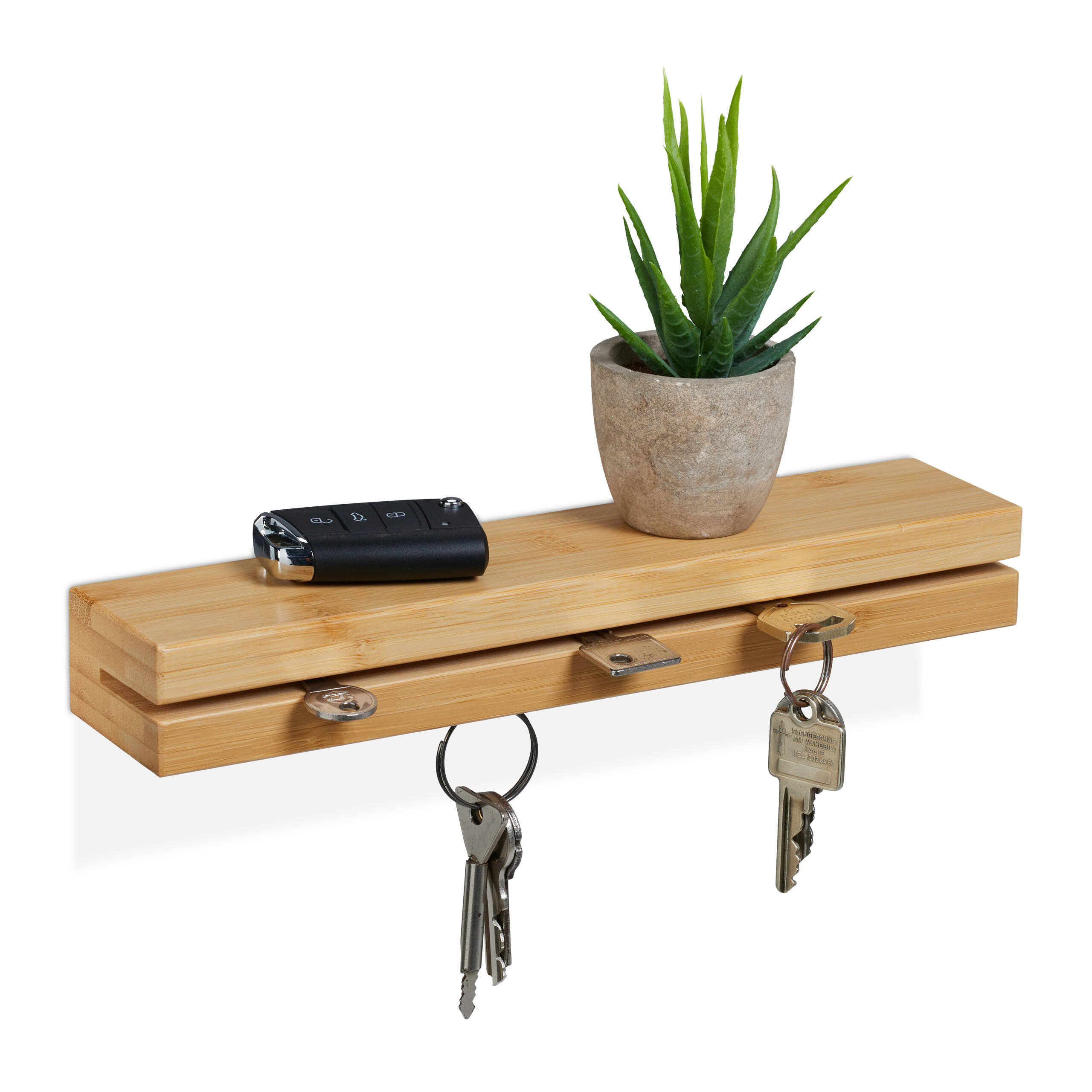 TEMU Magnetic , Bamboo, X 6 X 4 Cm, Natural, 4 Strong Magnets, Storage Surface, Key Opening, Including Wall Mounting Material, For Hallway, Entrance