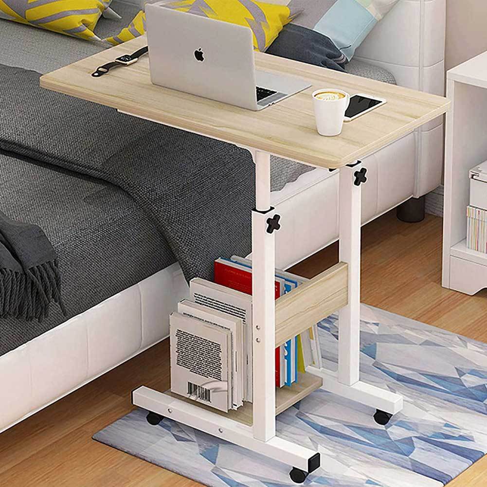 TEMU Escritorio Ajustable BAKAJI, Mesa de Sofá Cama con Tablero de MDF y Estructura de Metal, Diseño Moderno, 60 x 40 x 86 cm, Color y