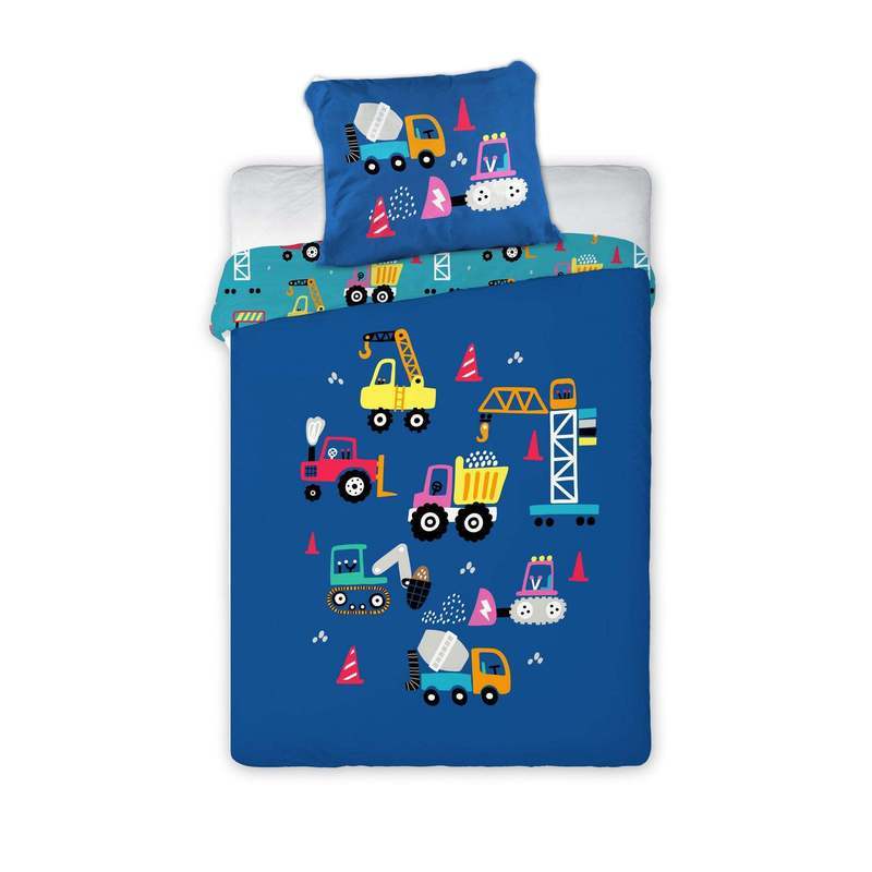 Junior Bed Sheet Set Construction Site Blue 2pcs. 100x135 Cm 100%
