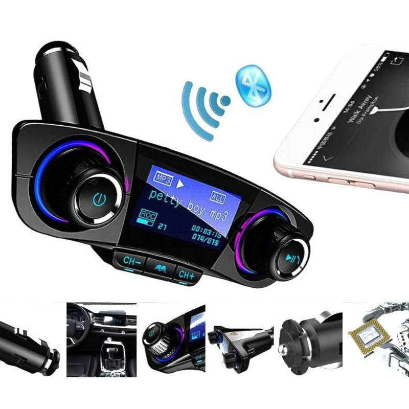 Предавател FM с Bluetooth 5.0, AUX, SD, 2x USB 2.1A