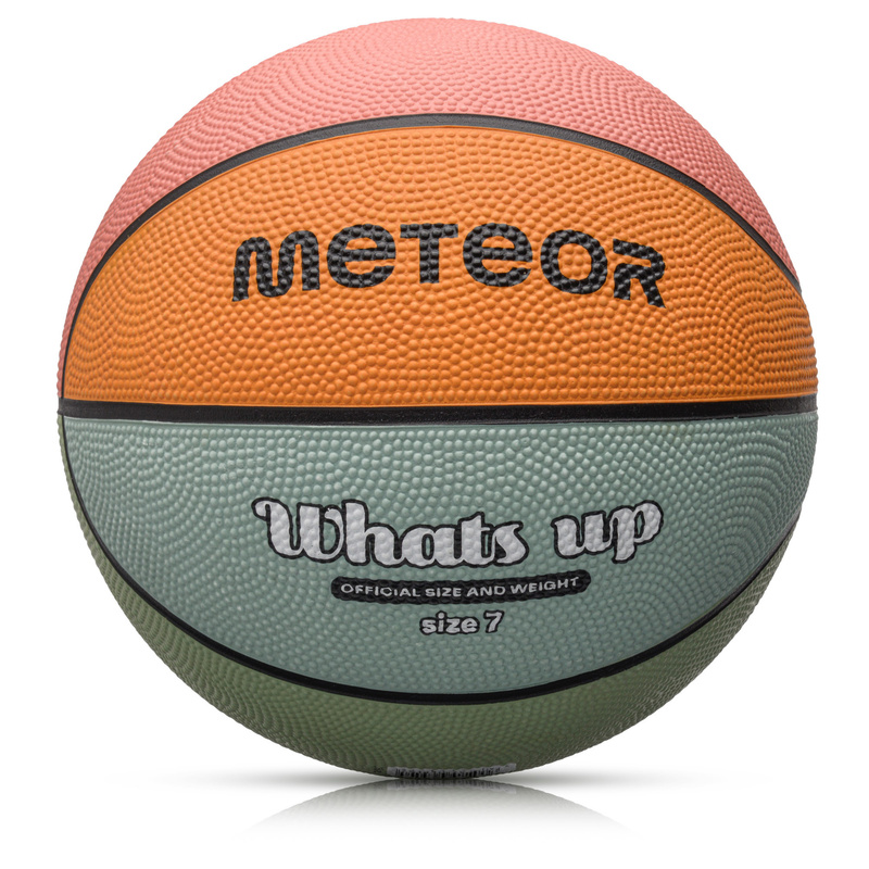 Image of Meteor What's Up 7 Basketball, Light Blue/orange, Rubber, Non-slip, Durable, Universal, Perfect For Indoor And Outdoor Play, With Deep Grip