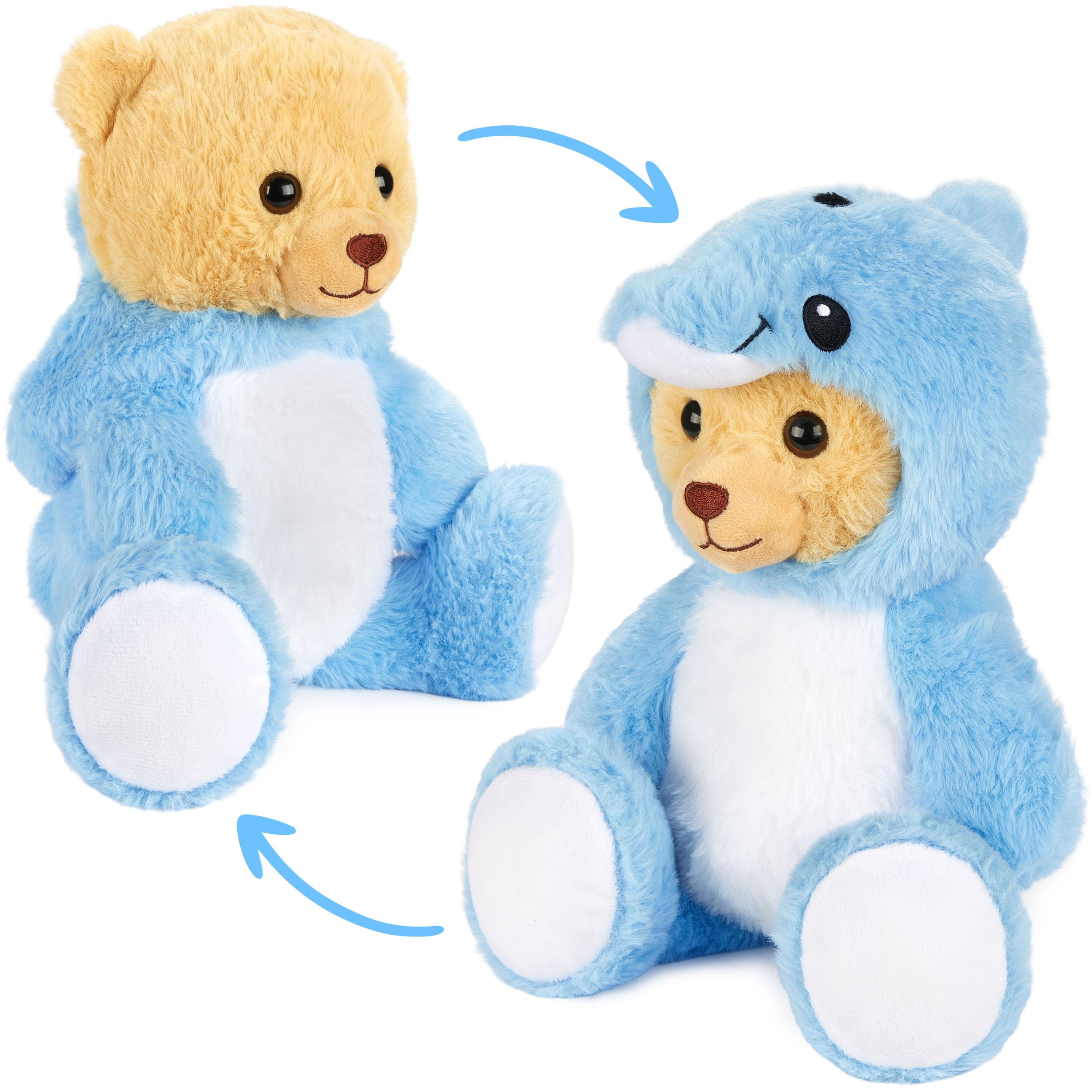 Image of Teddy Delfin - 25 Cm Teddy Bear In Dolphin Costume With Hood - Plush Toy For Cuddly - Gift For Children - Blue