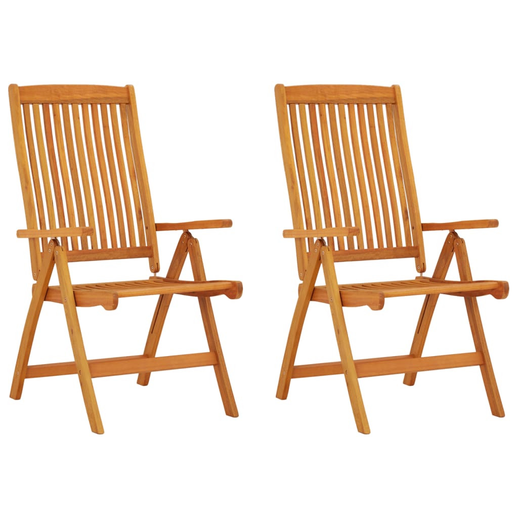 TEMU Folding Garden Chairs 2 Pcs. Solid Wood Eucalyptus, , Adjustable Backrest, Folding Design, Water-repellent