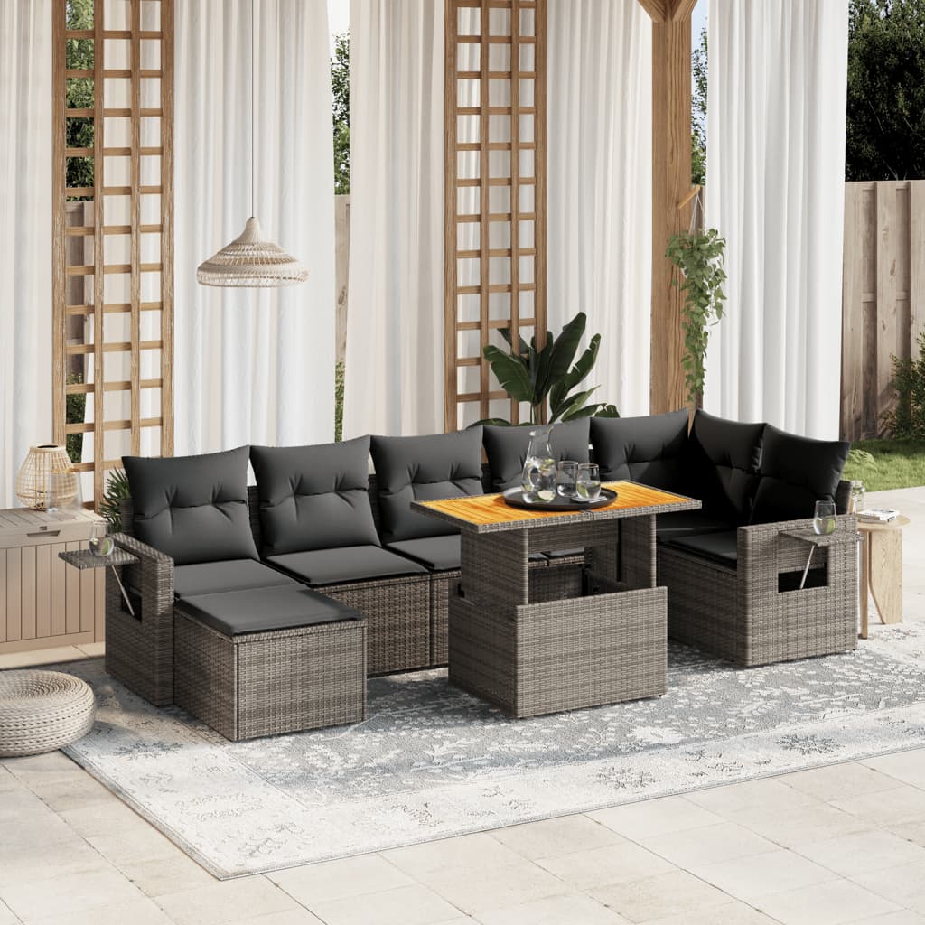 Vidaxl Garden Sofa Set With Cushions 8pcs, Garden Furniture Garden Set, Seating Group Seating Set, Lounge Sofa Set Terrace, Grey Poly Rattan