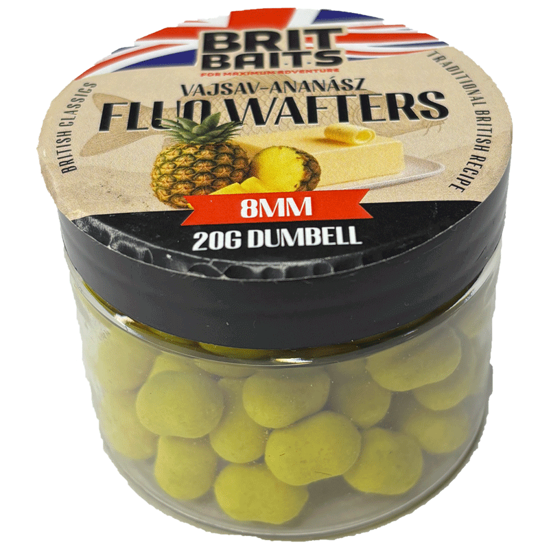 Image of Britbaits Fluorescent Wafters Dumbbell Pineapple-butter 8mm