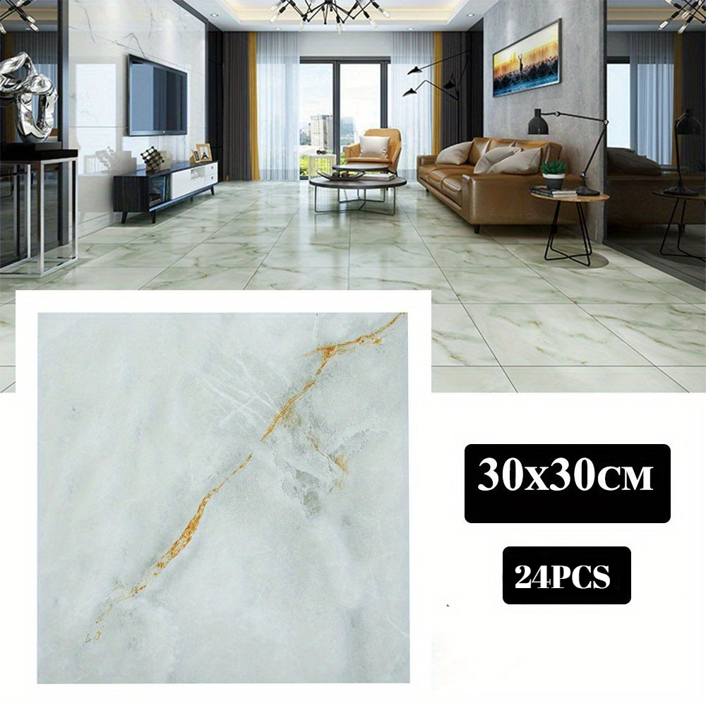 TEMU Self-adhesive Marble Floor Tiles For Home Use, Peel And Stick Stone Plastic Vinyl Flooring, Waterproof & Wear-resistant Marble Pattern Floor