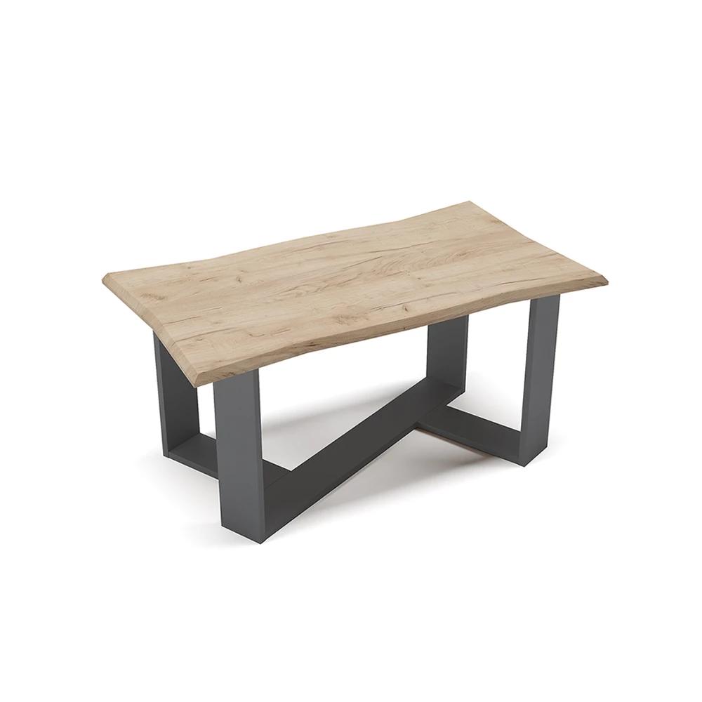 Image of Arne Oak 90 X 50 Cm Edge-profile Living Room Coffee Table Side Table End Table With Live Edge For The Living Room, 16 Mm Chipboard