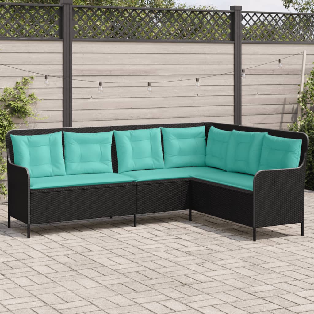 Image of Vidaxl L-shaped Garden Sofa, L-shaped Wicker Poly Rattan Corner Sofa With Cushions, 5-seater Garden Furniture Set For Garden And Terrace