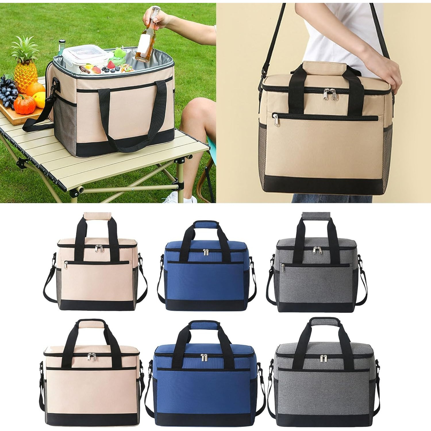 30L Large-Capacity Insulated Picnic Cooler Bag