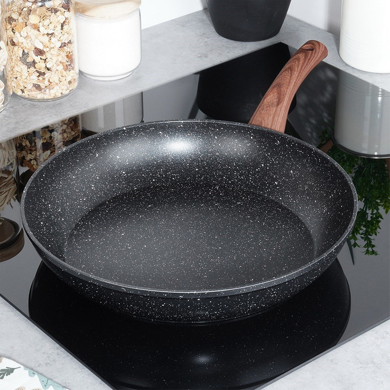 Image of Granite Frying Pan Black&wood 32 Cm