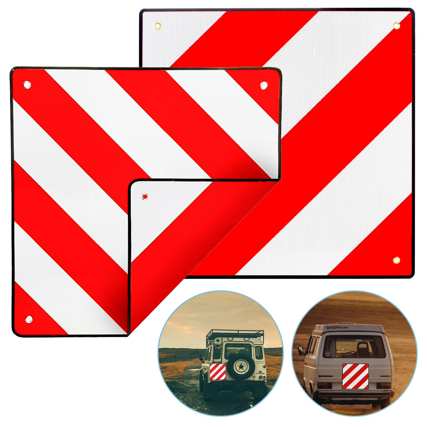 

Warning Sign, 2 In 1 Warning Plate 50 X 50 Cm For Spain And Italy Parking, Stripes, Warning Plate For Rear Rack And Bike Rack, Car, Camping