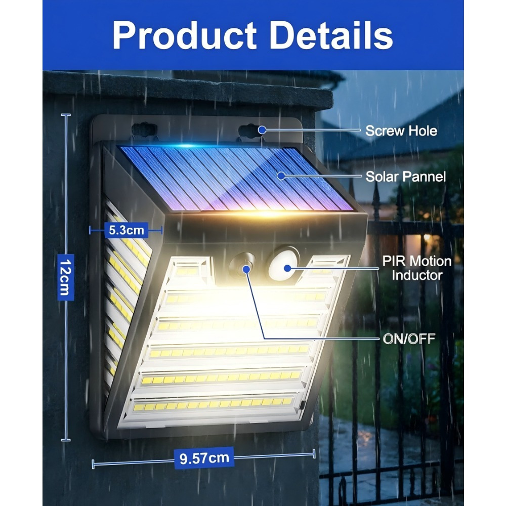 Solar Powered Outdoor Wall Light with PIR Motion Sensor